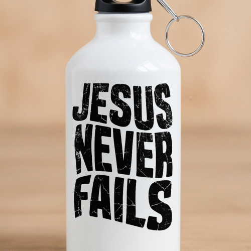 1BDDCF4D-4E89-4B05-A9B0-F4F92F7ACD10 Cantimplora Blanca 600ML Jesús Nunca Falla 600ML