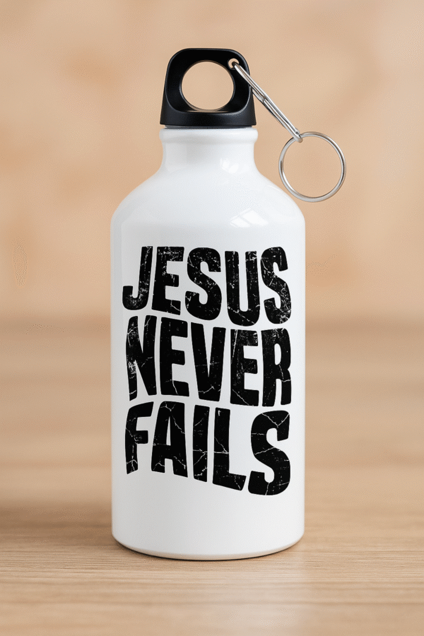 1BDDCF4D-4E89-4B05-A9B0-F4F92F7ACD10 Cantimplora Blanca 600ML Jesús Nunca Falla 600ML