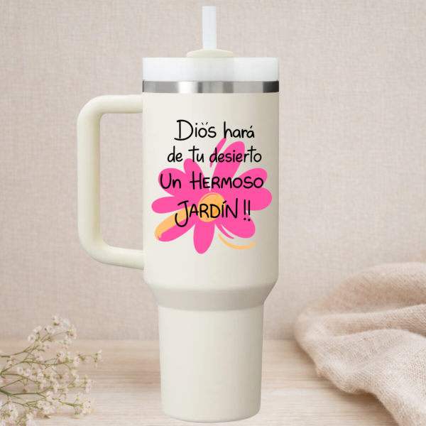 Vaso 1200ML Con Asa Hermoso Jardín