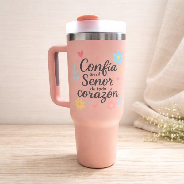 Vaso 1200 ml con asa Corazón Coral