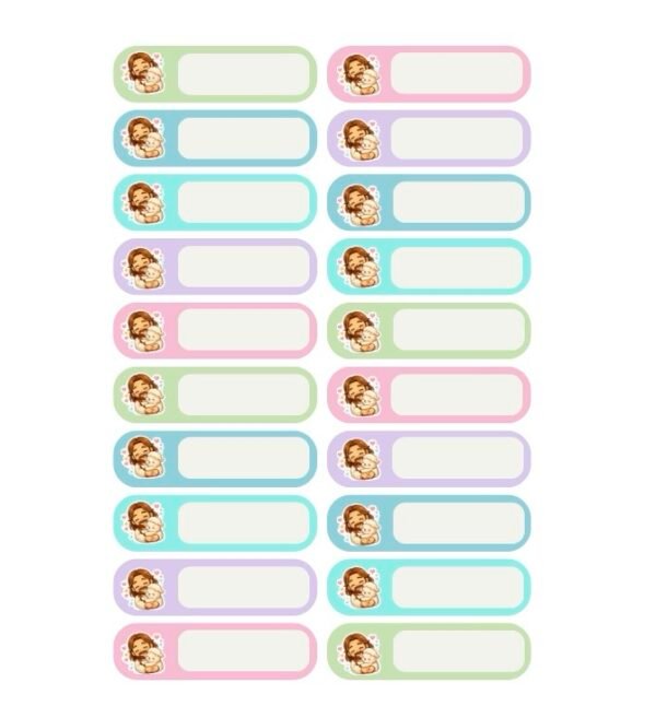 30 etiquetas escolares lápices y útiles niñas