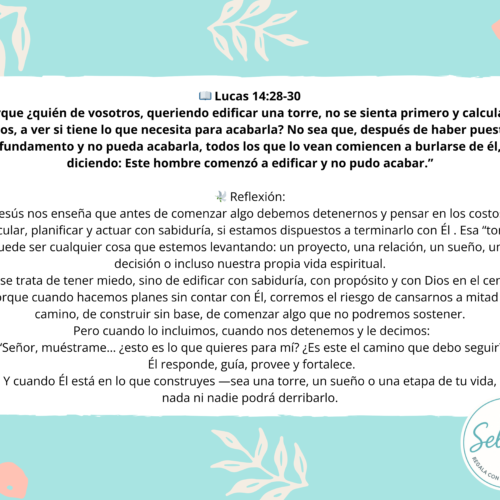 Tarjeta Mini Devocional Antes de construir la torre