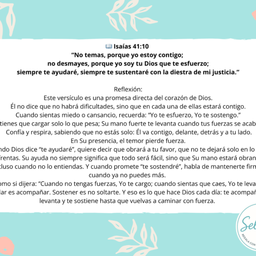 Tarjeta Mini Devocional Dios te Sostiene