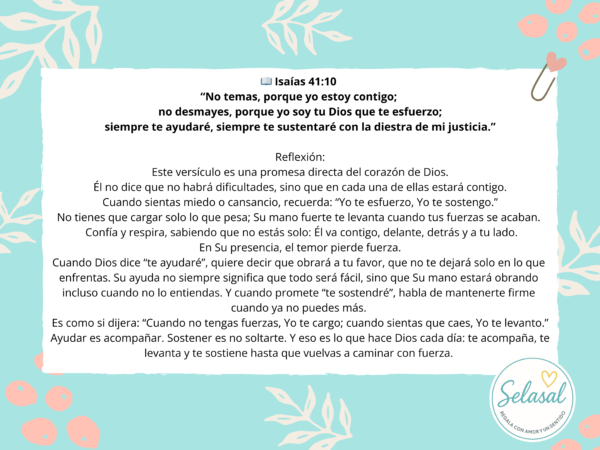 Tarjeta Mini Devocional Dios te Sostiene