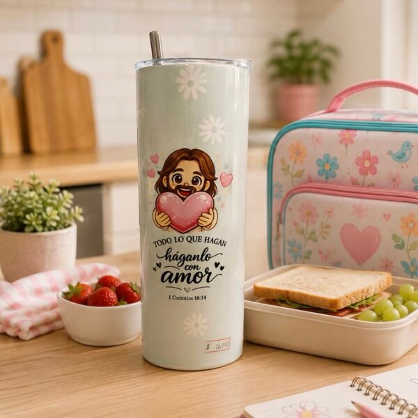 Vaso tumbler 20oz con bombilla metálica