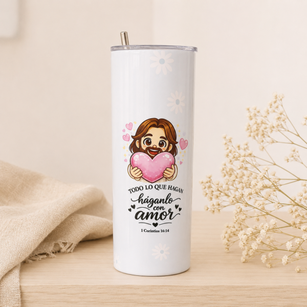Vaso tumbler 20oz con bombilla metálica