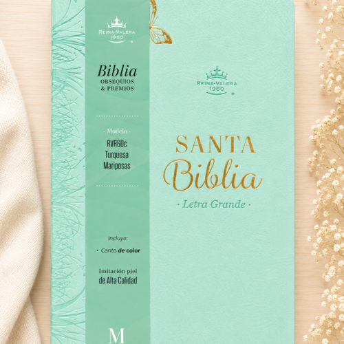 Biblia imitación piel Menta Mariposas