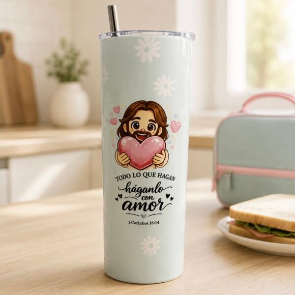Vaso tumbler 20oz con bombilla metálica