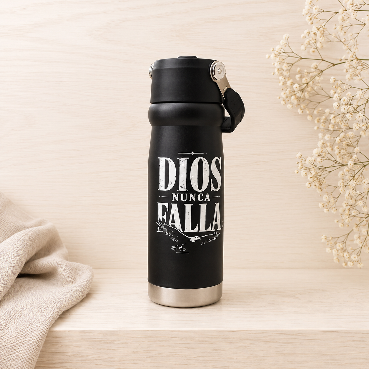 Termo 850 ml Dios nunca falla