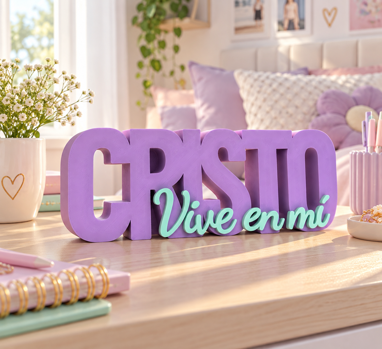 Figura decorativa Cristo vive en mí Morado/Menta