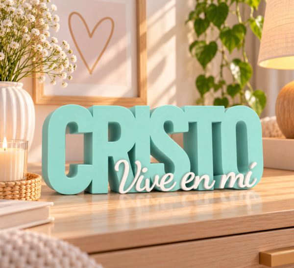 Figura decorativa Cristo vive en mí Menta/Blanco